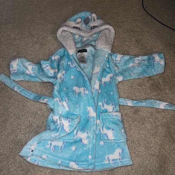 Cuddl Duds Toddler Girls' Hooded Robe Size 2T - Unicorn Print - Sherpa & Fleece - Picture 1 of 4